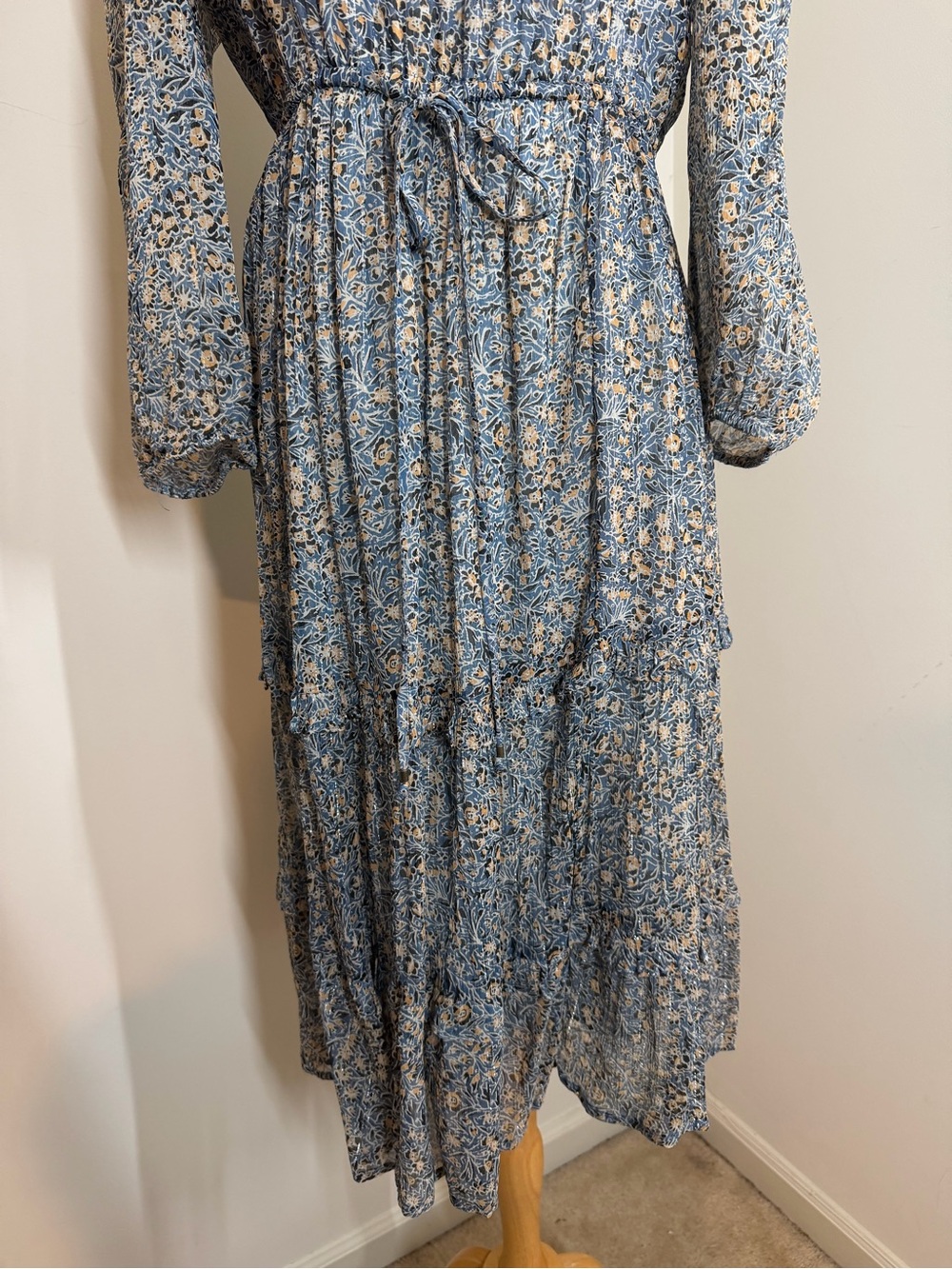 Anthropologie Kira Off-the-Shoulder-SZ 6-Blue Shimmer Peasant Dress Stretchy$198 - Picture 7 of 14